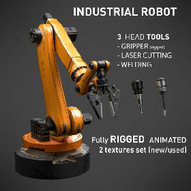 3D Industrial Robot 6 Axes mechanical Arm - 3 tools model